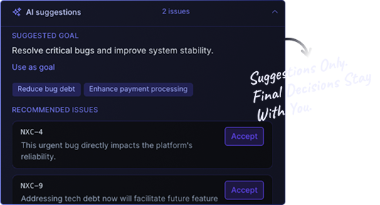 Execution board with sprint draft suggestions based on backlog and capacity