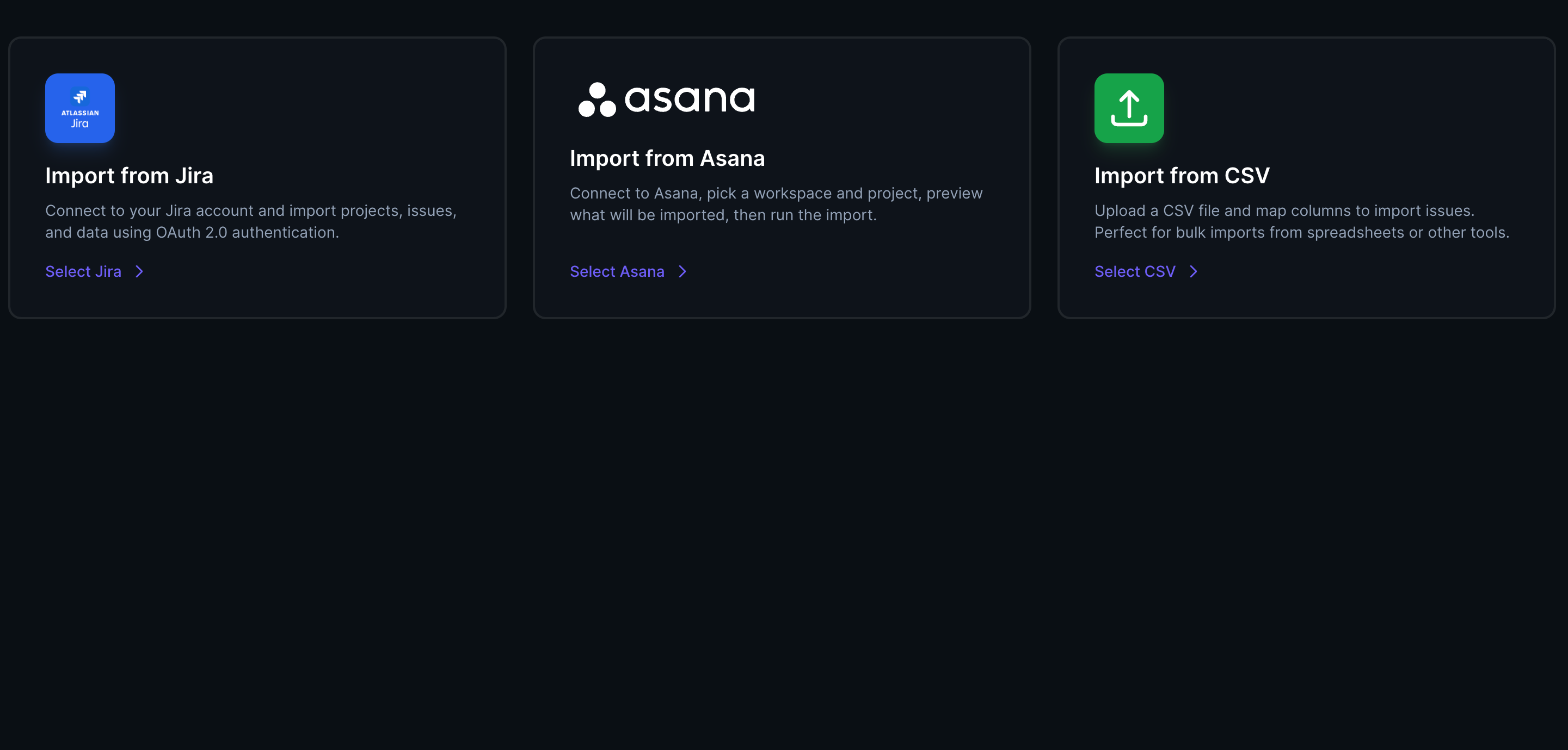Spryn Import Issues screen with native Jira OAuth import