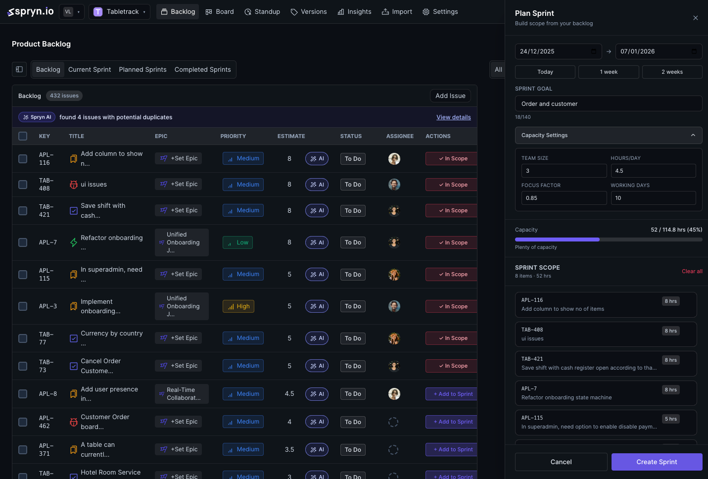 Execution-first sprint board showing work in motion, blockers, and ownership
